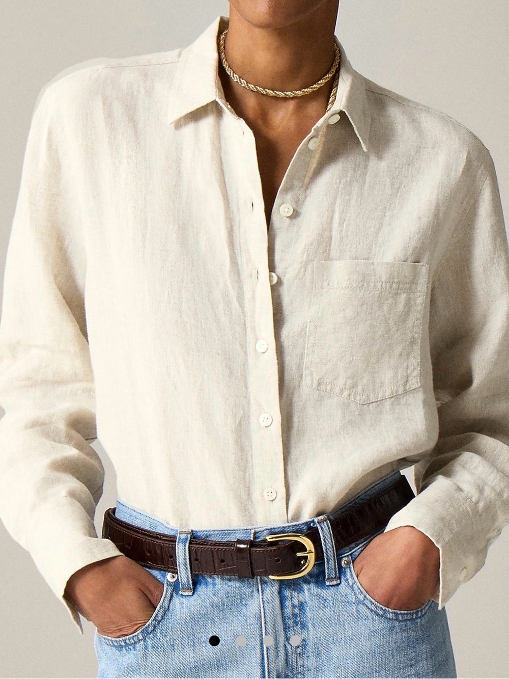 J. Crew Cream Button-Down Linen Shirt
